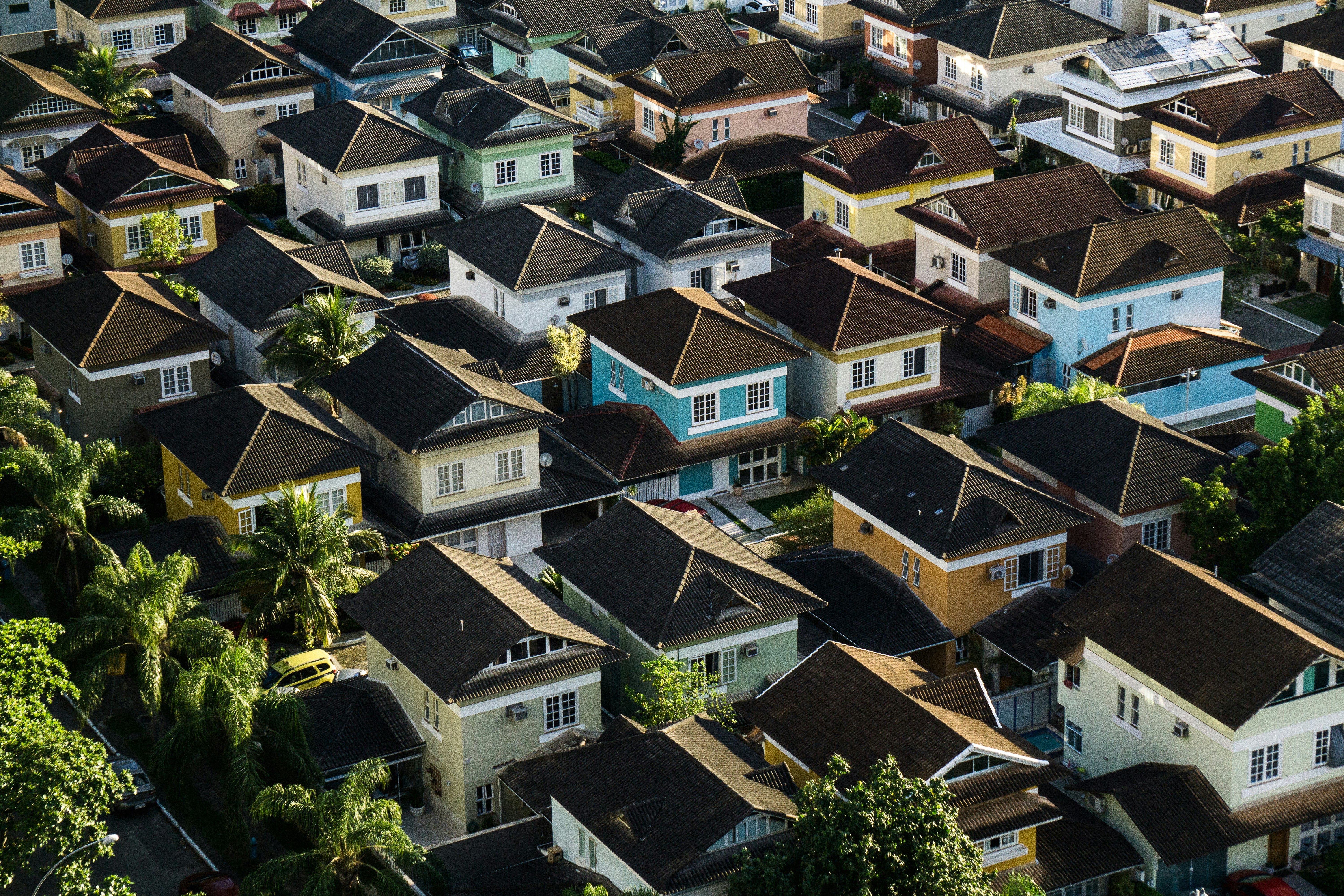 Aerial view of residential neighbourhood homes